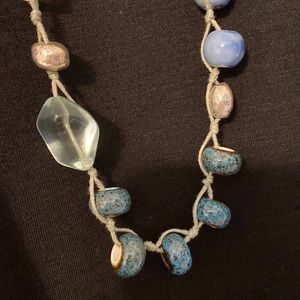 Chico’s fashion necklace in blue tones.